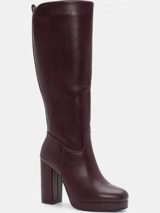 Damenstiefel mit Gummizug Burgundisch