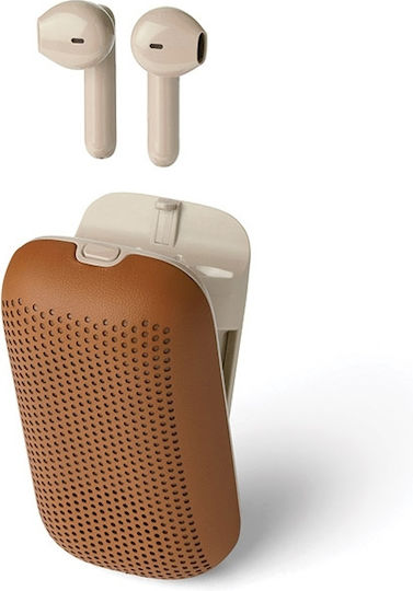 Lexon LA127 Earbud Bluetooth хендсфри Слушалки с Кутийка за Зареждане Camel