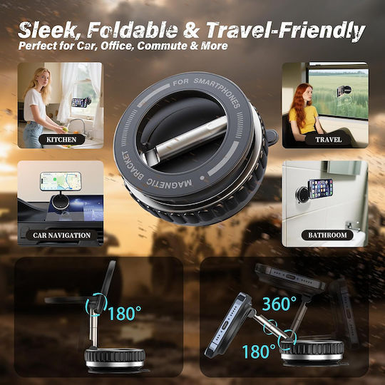 Techsuit Premium Βάση Κινητού Αυτοκινήτου με Μαγνήτη Μαύρη