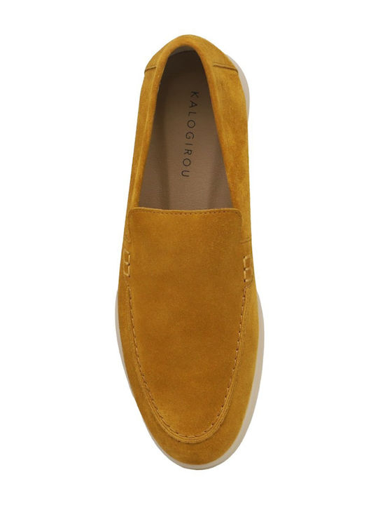 Suede Ανδρικά Loafers σε Κίτρινο Χρώμα
