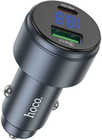 Hoco Z57B Încărcător Auto 63W 3A cu Porturi: 1xUSB 1xType-C