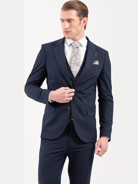 Men's Groom's Suit with Vest Slim Fit Blue 100-25-Rossi