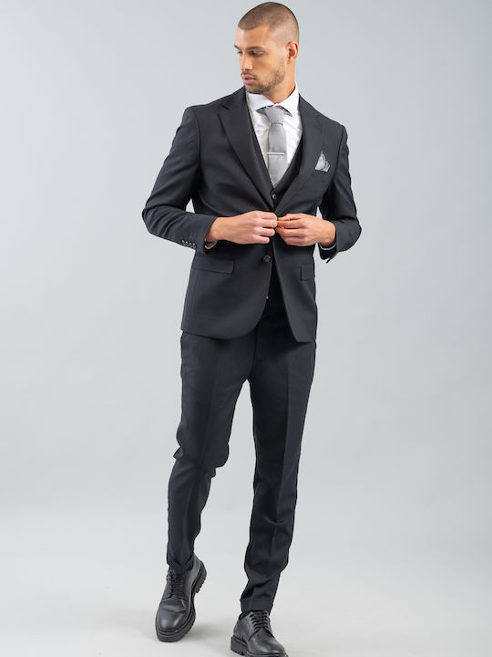 Men's Suit with Vest Black
