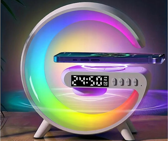 Verk Group Tabletop Digital LED Clock Plastic with Alarm Clock Radio and Wireless Charging