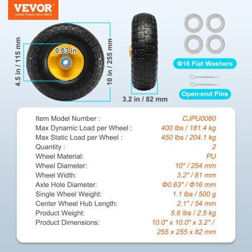 Vevor FPLJAZPU400LBUE89V0 Ρόδα Πολυουρεθάνης για Καρότσι 16.002mm
