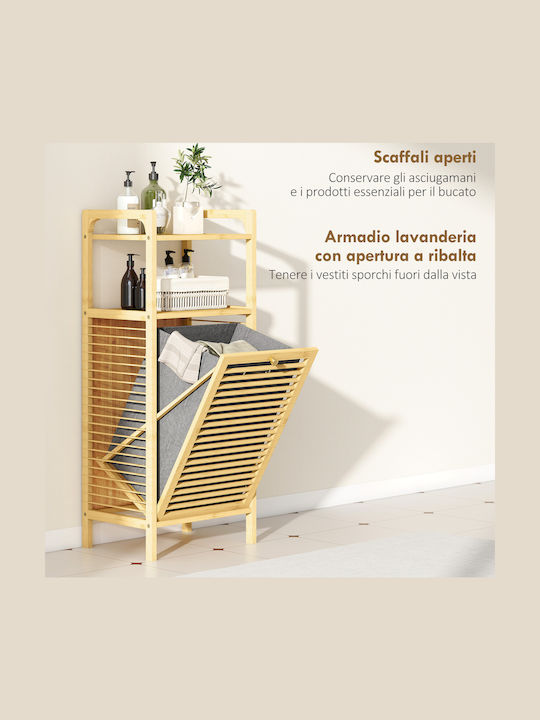 HomCom Καλάθι Απλύτων Bamboo 40x30x95cm Γκρι