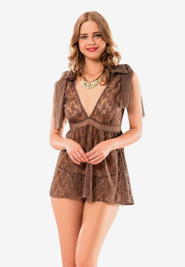Moongirl 1005 Σετ Sexy Babydoll Brown