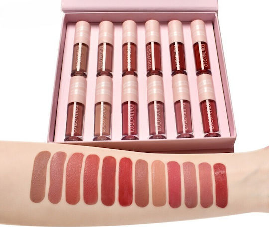 Set 12 Matte Lipsticks Transfer-resistant Kevinandcoco 1.85 Ml Pink Box