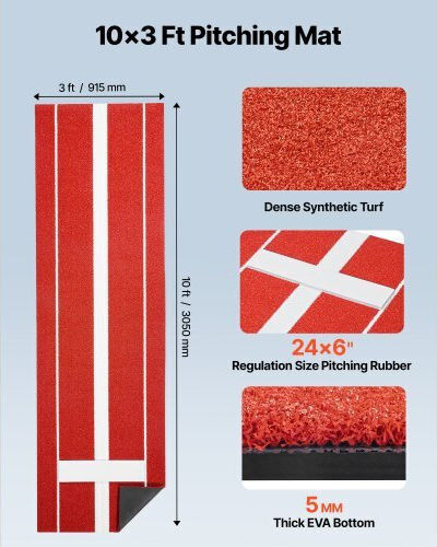 Χαλί Σόφτμπολ Vevor 305x92cm Ανάχωμα Ρίψης Μπέιζμπολ Εσωτερικούς Εξωτερικούς Χώρους