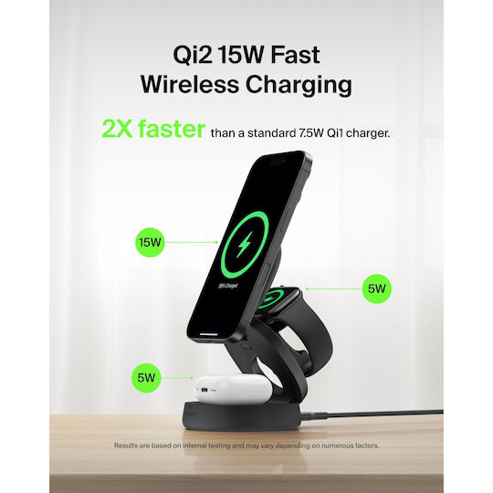 Belkin Ασύρματος Φορτιστής Qi2 15W Μαύρος (Boost Charge)
