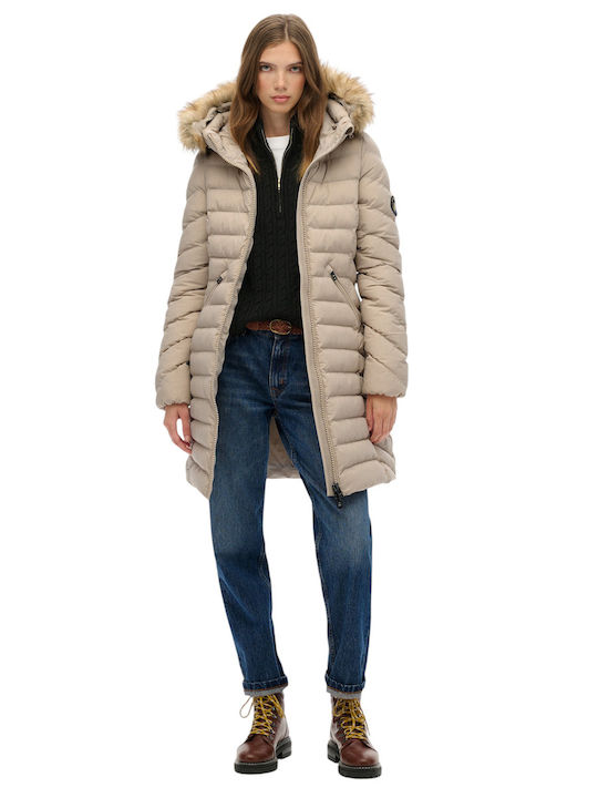 Ovin Fuji Lungă Jachetă de femei Puffer Beige
