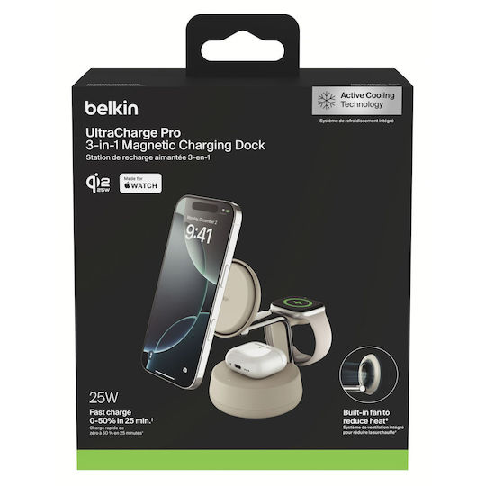 Belkin Wireless Charger Qi2 25W Whites (UltraCharge Pro)