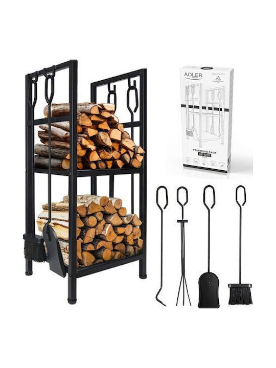 Adler Inox Рафт Съхранение на Дърва 33.6x30x76.6см Сив