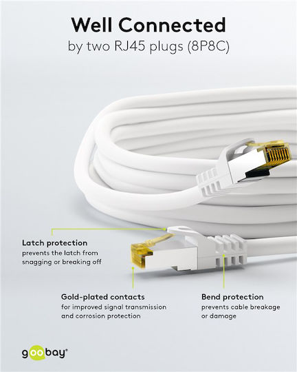 Goobay S/FTP Kat.7 Ethernet-Netzwerkkabel 1m Weiß