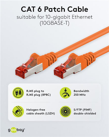 Goobay S/FTP Cat.6 Gigabit Ethernet Network Cable 0.15m Orange