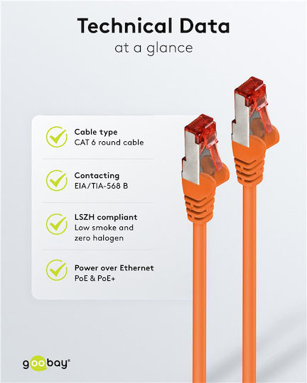 Goobay S/FTP Cat.6 Gigabit Ethernet Network Cable 0.15m Orange