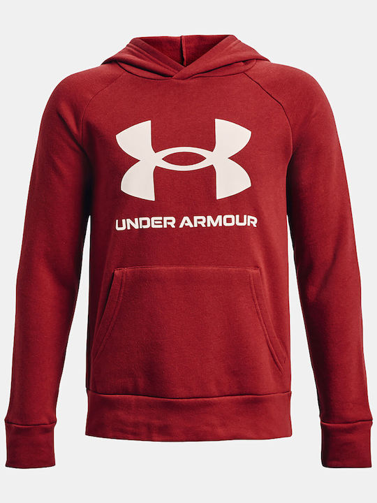 Fleece Kids Sweatshirt with Hood and Pockets Burgundy Rival