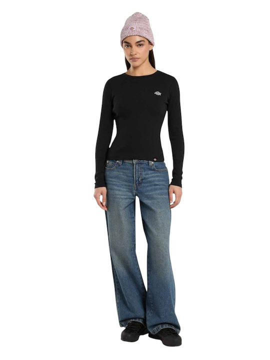 Gladeville Summer Women's Cotton Blouse Long Sleeve Black