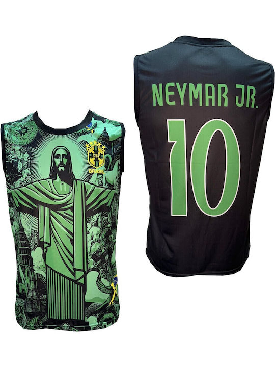 Men's Football Jersey Neymar Brazil National Team Green Black Sleeveless Christos 260825-01