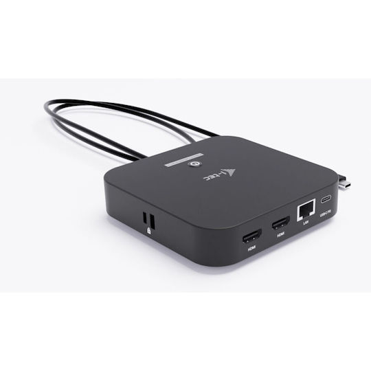 i-tec USB-C Docking Station with DisplayPort 4K PD Ethernet and Support for 2 Monitors Black (C31DUALHDMIDOCKPD)