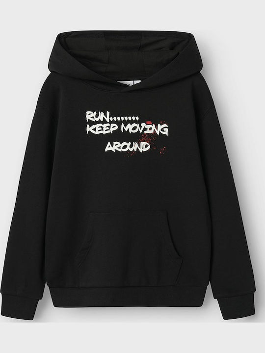 Kids Sweatshirt With Hood And Pockets Black