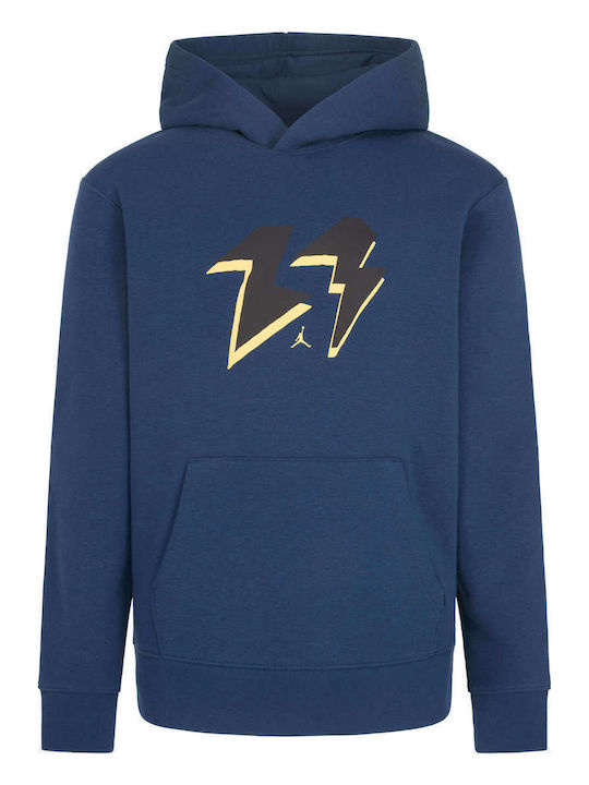 Fleece Kids Sweatshirt with Hood and Pockets Navy Blue