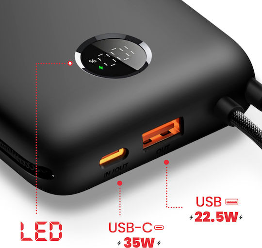 Swissten Voltbox Power Bank 20000mAh 35W με Θύρα USB-A και Θύρα USB-C Power Delivery Μαύρο