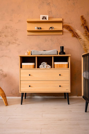 Dulap cu Sertare pentru Bebeluși cu 2 Sertare Bej 96x58x93cm