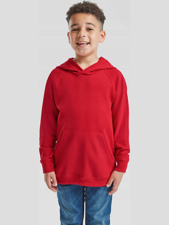 Fleece Παιδικό Φούτερ με Κουκούλα και Τσέπες Κόκκινο