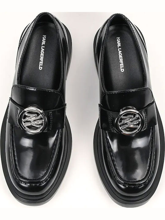 Karl Lagerfeld Leather Women's Loafers in Black Color