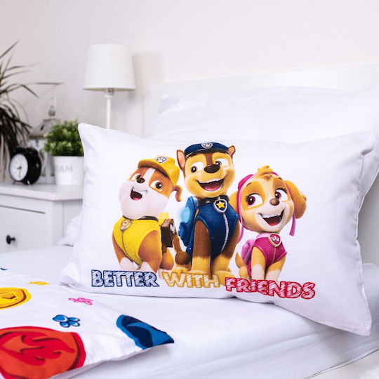 Paw Patrol Set Kinderbettbezug Einzel mit Kissenbezug Baumwolle Mehrfarbig 100x135cm