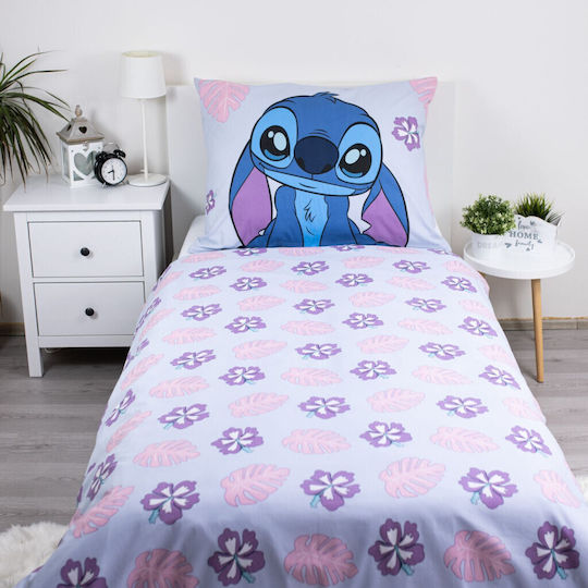 Disney Lilo And Stitch Set Kids Duvet Cover Single with Pillowcase Cotton Purple 140x200cm