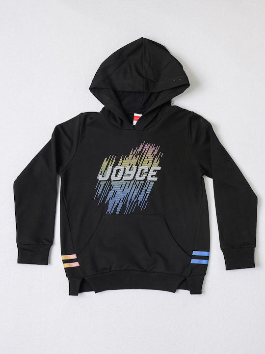 Kids Sweatshirt with Hood and Pockets Black