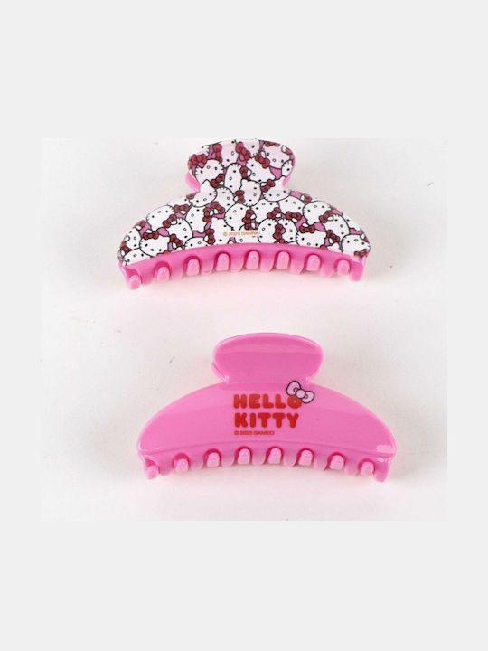 Hello Kitty Σετ Παιδικά Κοκαλάκια με Κλάμερ Φιγούρα σε Ροζ Χρώμα 2τμχ