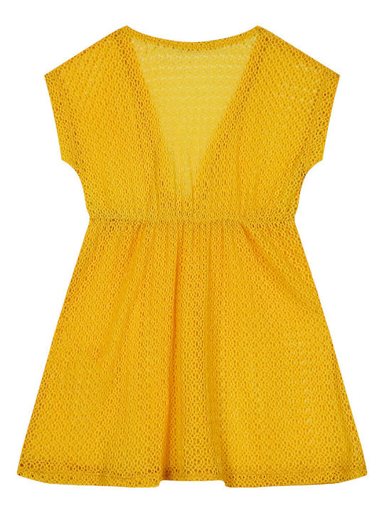 Mädchenkleid Mit Spitze Gelb