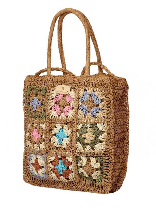 Bag to Bag Ψάθινη Τσάντα Θαλάσσης Καφέ