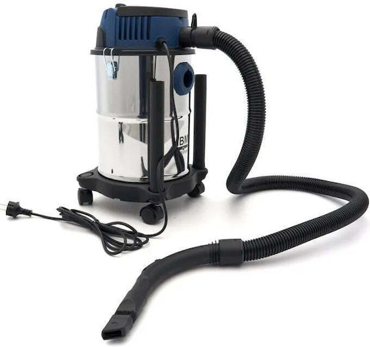 HBM Machines Wet-Dry Vacuum Cleaner 1000W with Plastic Drum 15L Grey