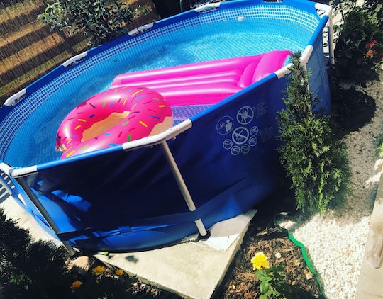 Round Piscină cu cadru metalic 366x76buc Albastră