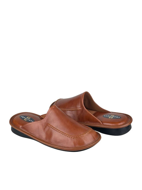 Men's Leather Slippers Brown