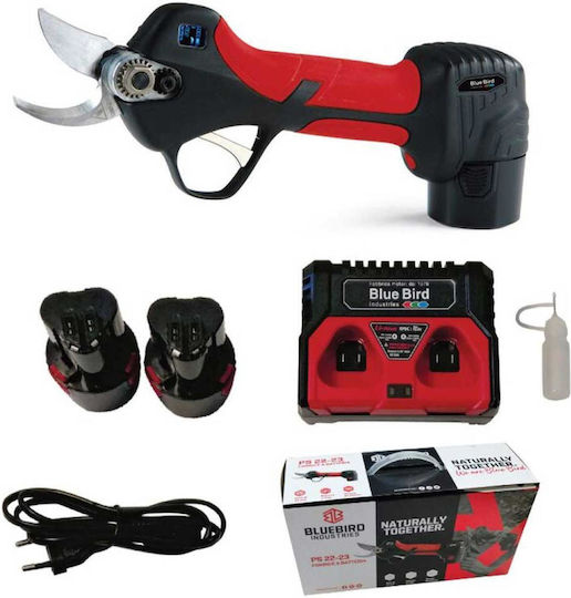 Blue Bird PS22-23 Battery Powered Tool Set Chainsaw and Pruning Shear 12.6V with 3 Batteries 2.5Ah and Carrying Case