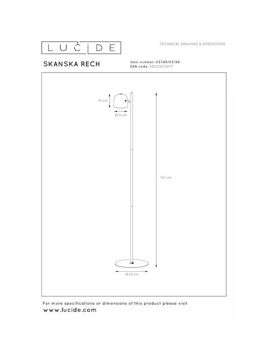 Lucide Lightning Skanska LED Floor Lamp with Adjustable White Light Brown