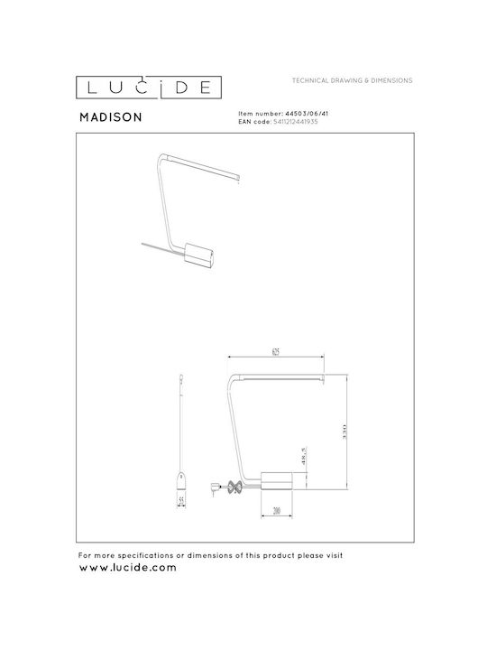 Lucide Lightning Madison LED Φωτιστικό Γραφείου σε Καφέ Χρώμα