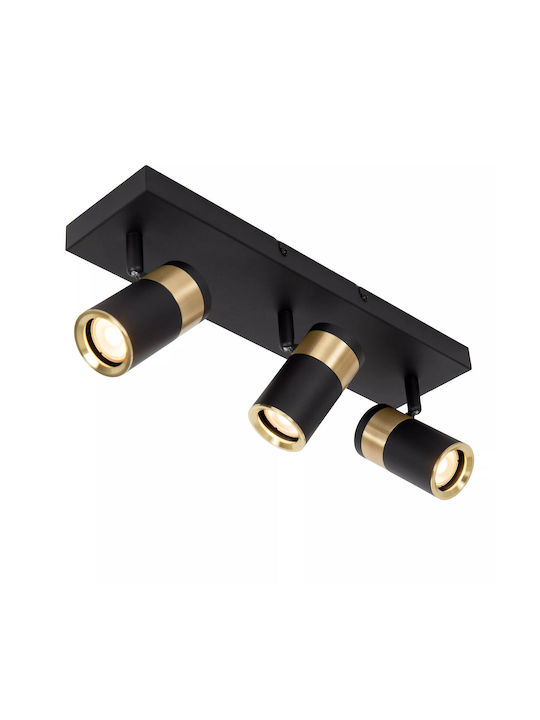 Lucide Lightning Gorik Τριπλό Σποτ με Ντουί GU10 σε Μαύρο Χρώμα