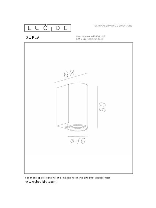 Lucide Lightning Dupla Μονό Σποτ με Ντουί GU10 σε Πορτοκαλί Χρώμα