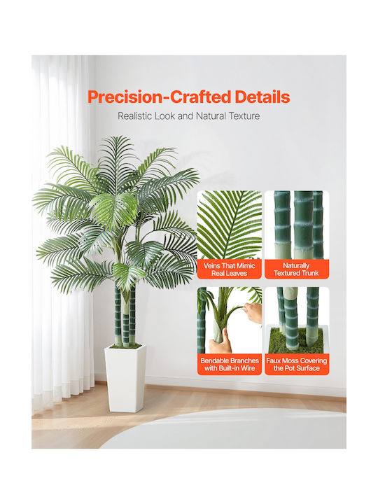 Vevor 1829 Mm Artificial Areca Palm Tree Fake Plant White Planter Indoor