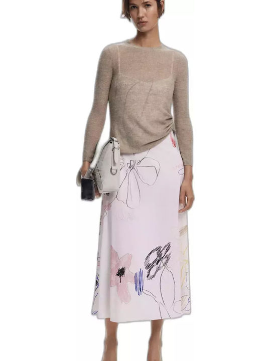 Sommer Midi Kimonoforema Gestricktes Kleid Weiß