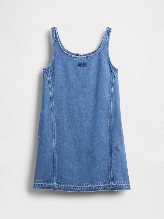 Kinderkleid Ärmellos Denim Medium Wash