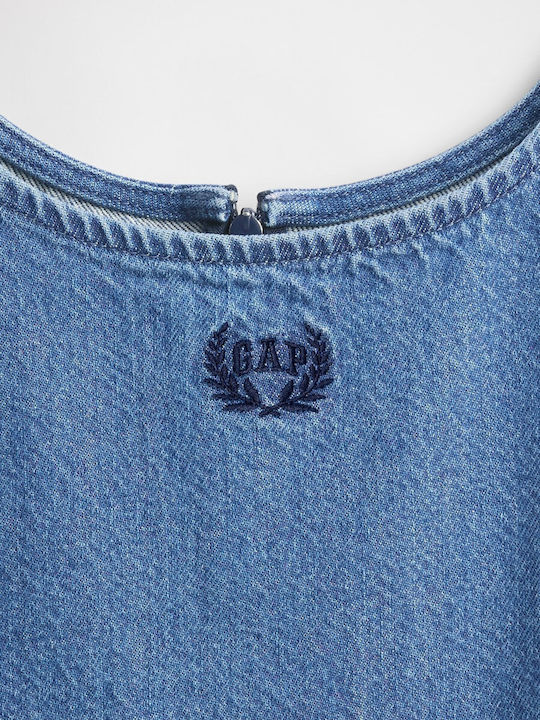 Kinderkleid Ärmellos Denim Medium Wash