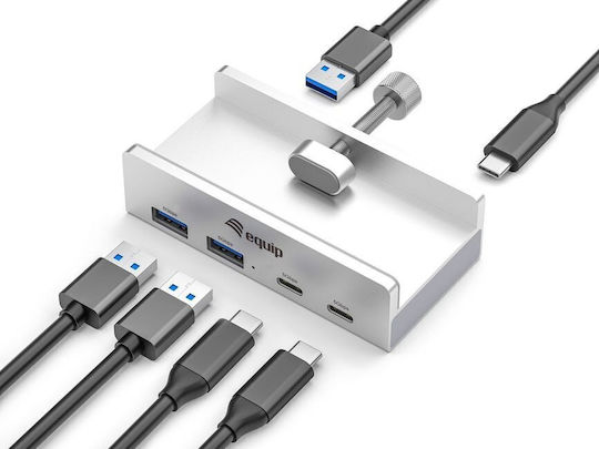 Equip Hub 6 Porturi USB 3.2 Cu Conectare USB-C Argintiu