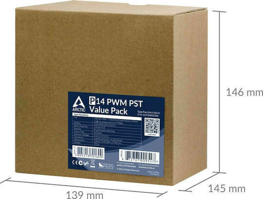 Arctic P14 Pro PST Gehäuselüfter 140mm Ohne LEDs Beleuchtung 5 Stück
